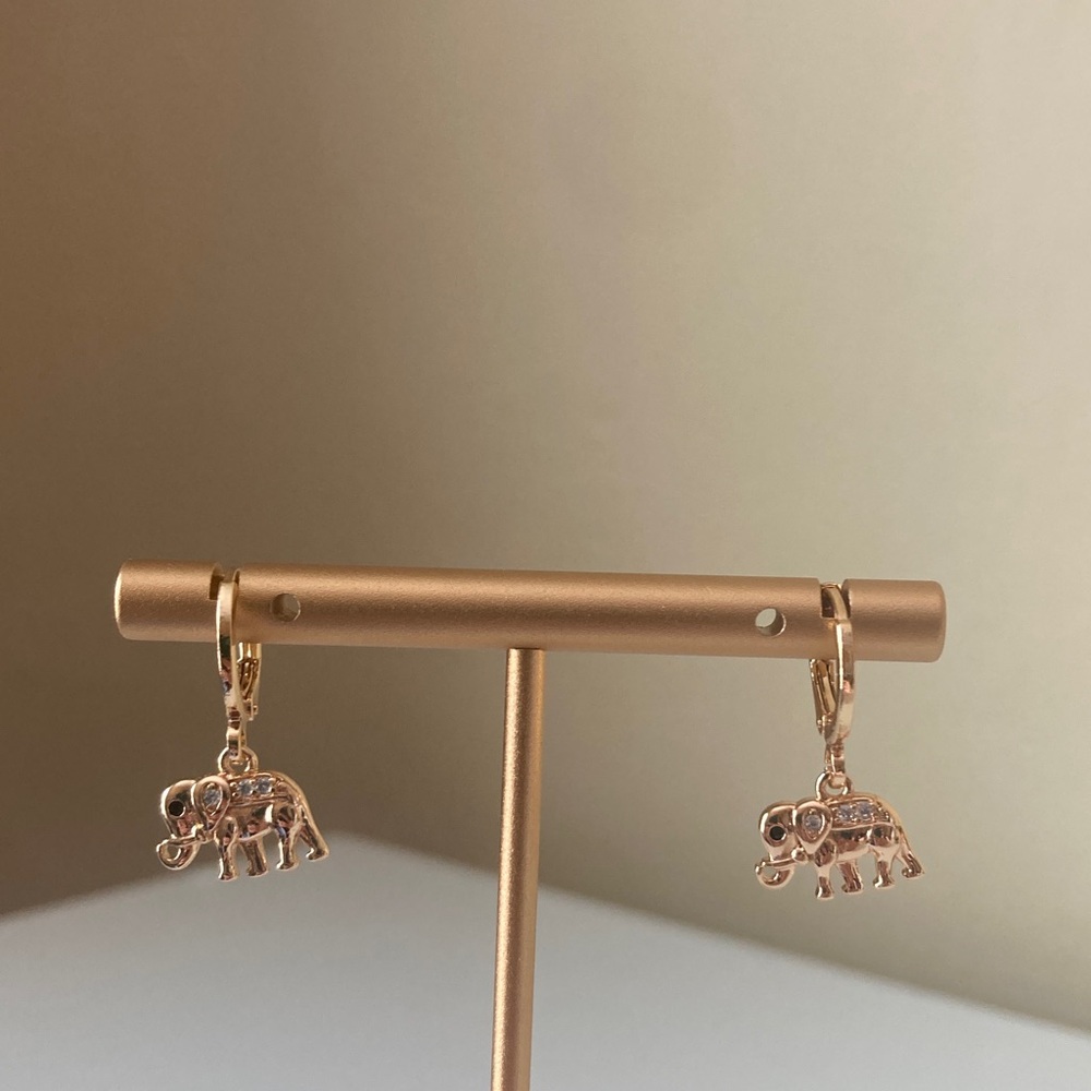 Pretty Bird Gold Elephant Charm Earrings